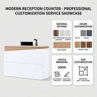 Bureau d'accueil moderne en marbre - Table de réception légère, convertible et durable de haute qualité pour usage commercial