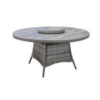 Juego de Comedor Moderno de 6 Plazas con Mesa de Vidrio Cerámico, Bandeja Giratoria, Acabado con Recubrimiento en Polvo Resistente al Agua y a los Rayos UV, Garantía de 3 a 5 Años