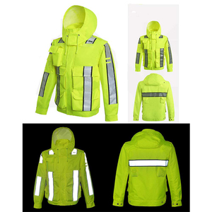 ZUJA Multi-Functional Professional Grade Fluorescent <strong>Yellow</strong> <strong>Waterproof</strong> Pockets High Visibility Raincoat <strong>Jacket</strong> - Product Image 5