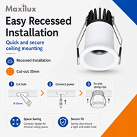 Plafonnier encastré avec options de température de couleur 3000K, 4000K, 6000K, boîtier en aluminium, downlight LED encastré 3W