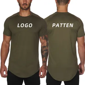 Roupas Masculinas Atacado T-Shirt Poliéster Spandex Alta Elástico Boa Qualidade Cor Sólida Ginásio Moda Workout Men Fitness wear