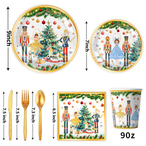 Nouvel Arrivage – Ensemble de Vaisselle Jetable Thème Casse-Noisette Blanc – Assiettes, Gobelets, Serviettes et Nappe en Papier Modernes pour Fêtes de Noël - Product Image 3