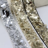Accessoires de coiffure pour bricolage Tissu décoratif en tulle et dentelle or argent ruban pailleté Broderie Robe Costume Couture Garnitures textiles