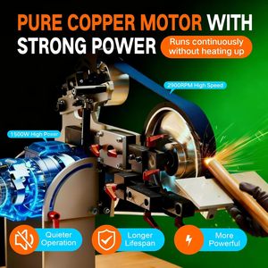 2 72-82 Belt <strong>Grinder</strong> Sander 2.2KW VFD Three Grinding Heads Zirconia Corundum <strong>Sand</strong> Belts (60/100/180) Compatible 2/72 Made - Product Image 3