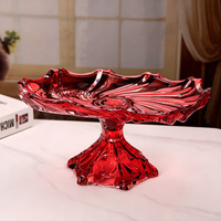 Corbeille à fruits en verre cristal de style européen, grande assiette à collations, plateau créatif pour salon, plat à fruits sur piédestal pour table à thé