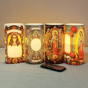 Christian Blessed Virgin Mary Ave Mary Impreso LED Pilar LED Vela Sin llama Parpadeo Religioso Eco Decoración Personalizada Al por mayor - Product Image 2