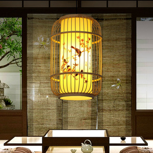 Suspension cylindrique en acier inoxydable, motif oiseau et fleur, LED lumière du jour, E26, hauteur réglable, télécommande, pour salon - Product Image 1
