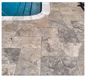 Personnalisé persan argent frêne gris travertin dalles croix coupe titane Travertino pierre <span class=keywords><strong>piscine</strong></span> pont pavé carrelage <span class=keywords><strong>de</strong></span> <span class=keywords><strong>sol</strong></span> pierre d'adaptation - Product Image 4