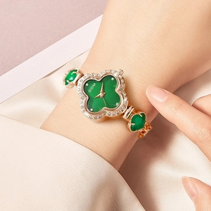 <span class=keywords><strong>Montre</strong></span>-bracelet DOM Rétro de Luxe pour <span class=keywords><strong>Femme</strong></span>, Cadran Vert, Bracelet Trèfle à Quatre Feuilles, <span class=keywords><strong>Tendance</strong></span> Simple, Étanche, pour Homme - Product Image 3
