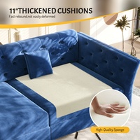 Multifunktionales Konvertierbares Schlafsofa Blaues Samt-Schlafsofa mit Blumendesign Ausziehbares Schlafsofa