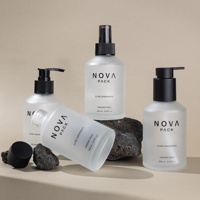 Flacon pompe en verre dépoli beige 100ml 120ml 200ml 300ml pour lotion, huile corporelle, sérum capillaire, nettoyant, avec pompe distributrice à long bec