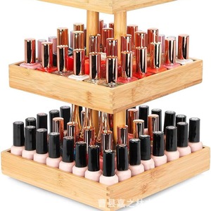 Cross-<b>border</b> bamboo nail polish storage rack, 360-degree rotating wooden storage shelf, multi-layer bamboo and <b>wood</b> essential - Product Image 2