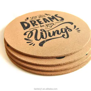 Wholesale Custom Printed Logo Any Size Thickness Circular Natural Cork Coaster