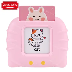 Zhorya 224pcs pink cat kids toddler educational machine read games talking flash card words reading learning machine