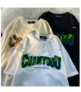 เสื้อยืดสตรีทแวร์ดีไซน์ล่าสุด ผ้าถัก 3 มิติ ระบายอากาศได้ดี เป็นมิตรกับสิ่งแวดล้อม ผ้าฝ้าย 100% ใส่โลโก้แบรนด์ของคุณได้ มีไซส์ใหญ่สำหรับผู้ชาย - Product Image 3