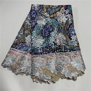 ผ้าลูกไม้ลายขี้ผึ้งปักลายดอกไม้สุดหรูสีทองแกรนด์แกรนด์แวกซ์แอฟริกัน6หลา - Product Image 2