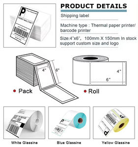 4 "x 6" สีขาวรีไซเคิลได้ป้ายความร้อน100*150รีมป้ายกระดาษกาวความร้อน10x15 - Product Image 4