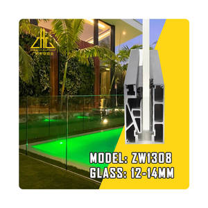 Trong Kho 12-14Mm Phong Cách Hiện Đại Ban Công Kính Lan can Nhôm Hệ Thống Hồ Sơ Với LED Phổ Biến Trong Thị Trường Châu Âu - Product Image 2