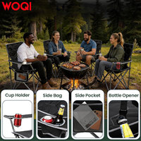 Fauteuil de camping surdimensionné rembourré WOQI avec sac isotherme, porte-gobelet et poche latérale pour adultes, robuste, capacité 500 lb, noir
