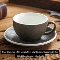 Ensemble de tasse et de soucoupe en céramique de granit - Tasse à expresso rétro de luxe pour cappuccino, latte art, café à domicile