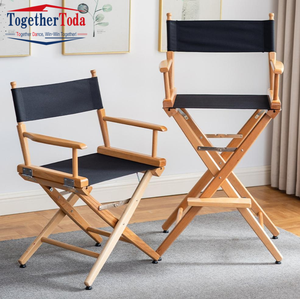Chaise de Réalisateur Pliante en Bois Premium, Cadre en Bois Massif Portable avec Siège et Dossier en Toile Noire pour Utilisation Intérieure et Extérieure - Product Image 1