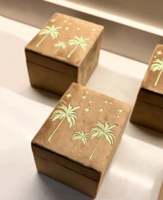 Petites boîtes vides pour parfums et huiles essentielles, étui de voyage, emballage personnalisé avec logo, boîte cadeau en velours brodée de palmiers pour flacon de parfum
