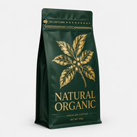 Prix d'usine – Sachet refermable en aluminium vert imprimé, sans valve, pour 250g de grains de café torréfiés, sac à café à fond plat