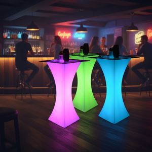 <span class=keywords><strong>Table</strong></span> de bar <span class=keywords><strong>haute</strong></span> à LED avec design moderne, en plastique écologique, 4 places, pour mariage - Product Image 2