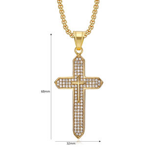 Hip Hop Iced Out CZ Cruz religiosa cristiana impermeable deslustre libre de acero inoxidable joyería de moda colgante collares hombres - Product Image 6