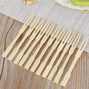 Brochettes et fourchettes à fruits jetables en bambou – Outil de cueillette de fruits au design moderne pour usage domestique et commercial - Product Image 1