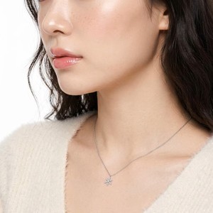 Newest Product Contemporary Snowflake Shape 18K Solid White Gold Natural Diamond Pendant <b>Necklace</b> For Daily Everyday Casual Wear - Product Image 5