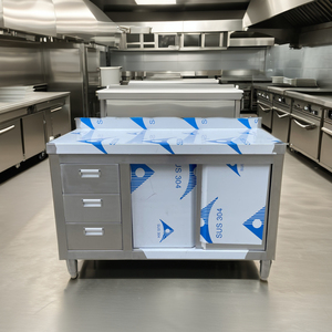 Nhà bếp không gỉ bàn làm việc tủ với ngăn kéo thương mại Nhà hàng thép không gỉ bảng với tủ - Product Image 2