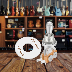 Interruptor de palanca de metal de 3 vías para selector de pastilla de encendido-apagado de guitarra con perilla de Punta Negra/plateada/dorada - Product Image 1