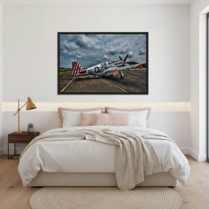 Mustang Fighter Plane Printed Canvas: Modern Aviation Wall Art,<b>BLACK</b> <b>FRAMED</b> CANVAS - Product Image 3