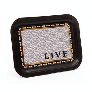 Plateau en métal rectangulaire 233x307mm motif mosaïque géométrique - Product Image 2