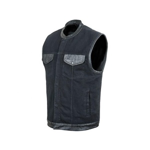 Hecho a mano-Cuero de vaca genuino sin mangas Mujer Motocicleta Transpirable Biker Chests-bolsillos Chalecos con cuello alto - Product Image 1