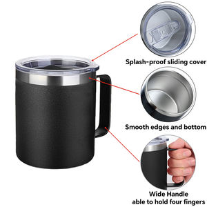 Gobelets en acier inoxydable à double paroi avec revêtement en poudre, logo personnalisé, 12 oz, 14 oz, 16 oz, mug à café isolé sous vide avec couvercle de camping - Product Image 6