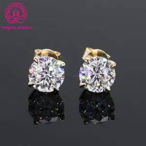 Classic stud earrings 14k white / yellow gold diamond moissanite earrings 0.5ct/1ct/2ct round VVS white D moissanite earrings