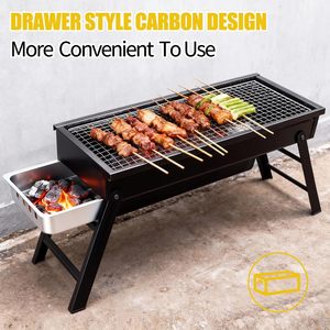 Portable Folding Charcoal Bbq Grill Collapsible Tabletop Iron <b>Stove</b> With Built-in Tool Box for Outdoor Camping Picnic - Product Image 5