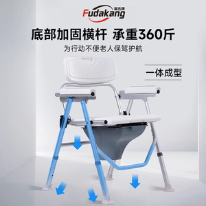 Chaise de toilette pliante Fudakang pour personnes âgées, chaise de toilette portable avec pieds antidérapants, utilisation en salle de bain intérieure - Product Image 2