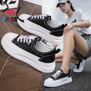 Zapatillas Blancas Yanxuan para Mujer, de Cuero Genuino, con Plataforma Elevada, Suela Gruesa, Modernas y Elegantes para Caminar - Product Image 4