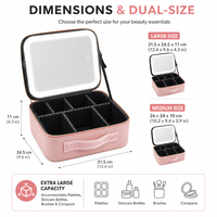 Sac de maquillage portable imperméable personnalisé, trousse à cosmétiques avec 3 lumières rechargeables, sac à cosmétiques imperméable avec miroir LED