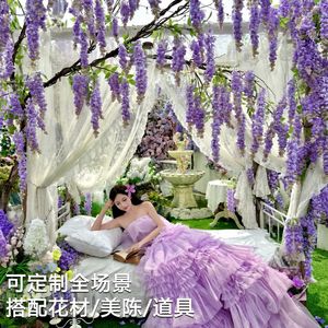 Fleurs artificielles en soie Yuan Nuo, glycine à branche unique, anti-rides, pour décoration de mariage - Product Image 5
