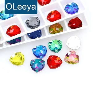 OLeeya 3A Grade Crystal Ab Rhinestones Color Fat Triangle Shape Glass Sew on Rhinestones Dance Decoration for Leotards <b>Bikini</b> - Product Image 1