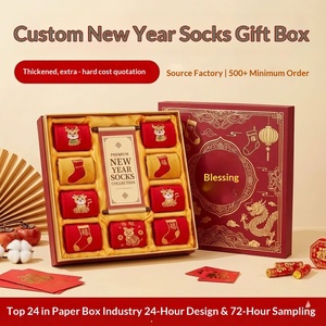 Caja Magnética Personalizada con Tapa Abatible para Calcetines de Año Nuevo, Estampado en Lámina Dorada, Directo de Fábrica, Personalización en Pequeños Lotes - Product Image 5