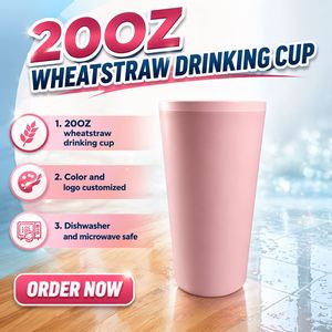 Gobelet à café réutilisable en paille de blé 20OZ/600ML avec logo personnalisé imprimé - Tasse de voyage compatible micro-ondes, recyclable et légère - Product Image 3