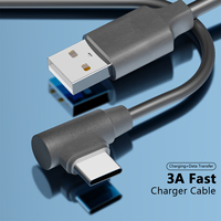 Câble USB Type-A vers Type-C 3 pieds (1M-5M) 3A Charge Rapide Câble Tressé à Angle Droit Blindage en Cuivre Pur pour Ordinateur, Écouteurs, Appareil Photo