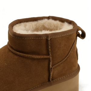 Bottes de neige marron en cuir de vachette <span class=keywords><strong>pour</strong></span> femmes, à semelle épaisse, bottines chaudes d'hiver, vente en gros, personnalisation OEM/ODM du logo et du style - Product Image 5