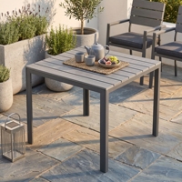 Table de salle à manger d'extérieur en acier robuste avec cadre en acier et lames en HDPE anti-UV