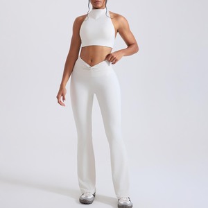 Conjunto de Yoga para Mujer con Cuello Halter, Hermosa Cintura Fruncida y Detalle de Torsión <span class=keywords><strong>en</strong></span> la Espalda, Suave como la Mantequilla, <span class=keywords><strong>El</strong></span>ástico <span class=keywords><strong>en</strong></span> 4 Direcciones y de Alta Elasticidad - Product Image 5